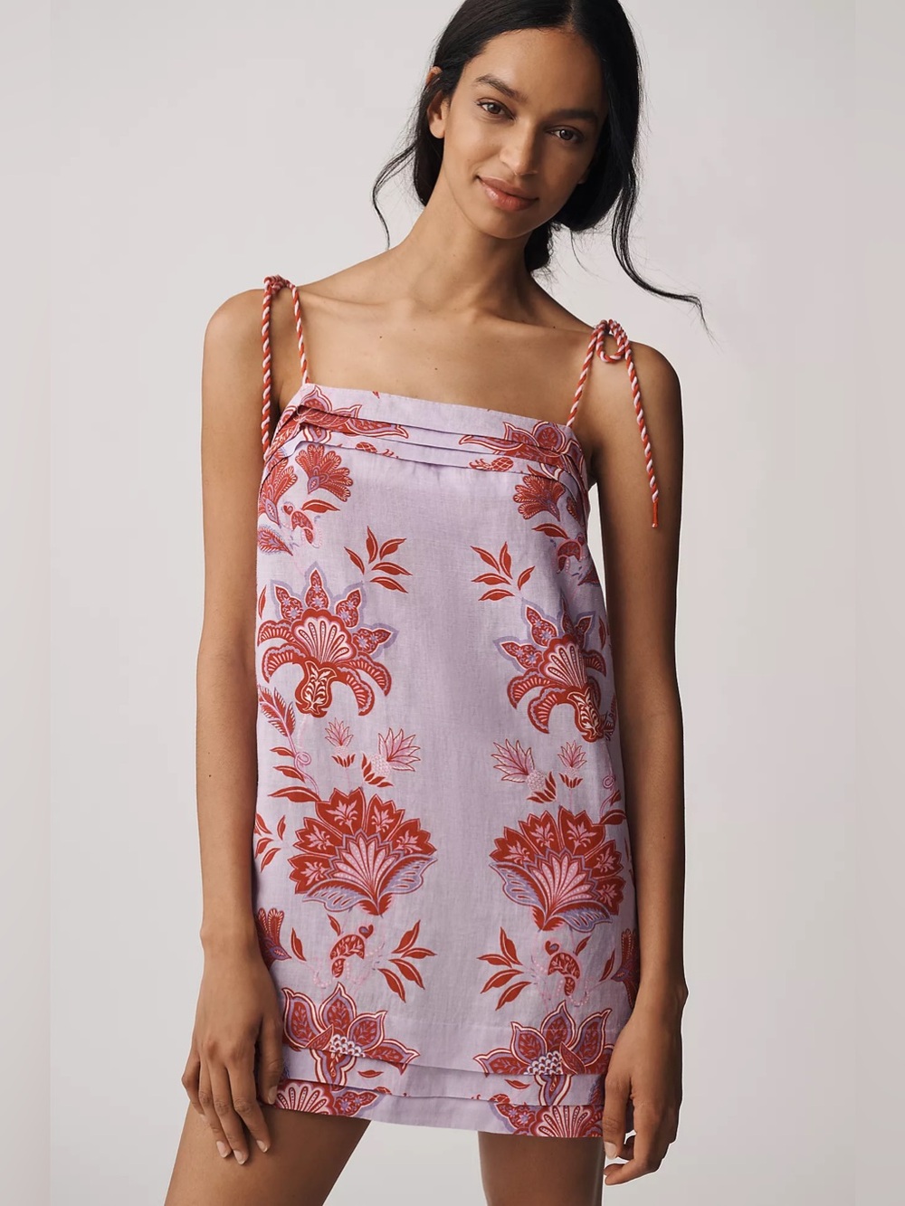 Farm Rio Porcelain Garden Lilac Linen Shift Dress